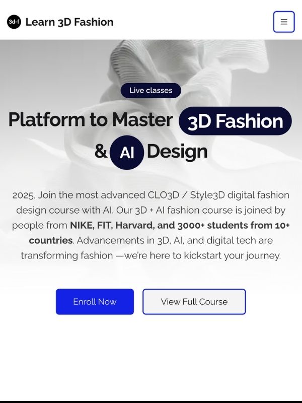 Learn 3D Fashion Platform